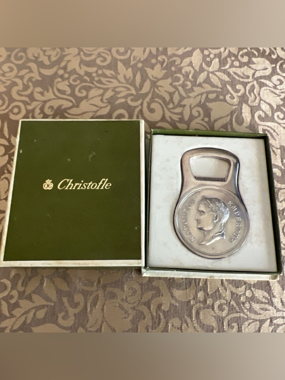 Vintage French Christofle Bottle Opener Napoleon Empereur box Gallia Production